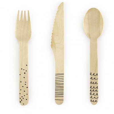 Set 18 talheres madeira black mix