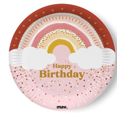 Pratos Happy birthday arco iris