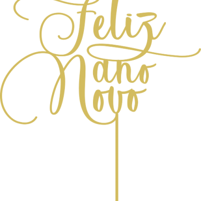 Topo de bolo Feliz ano Novo ouro