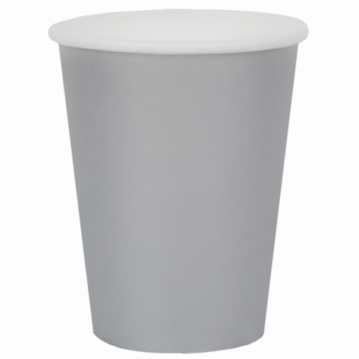 Copo descartável cinza com tampa branca