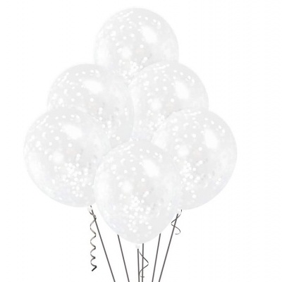 6 balões transparentes com confetti Branco