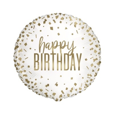 Balão Happy Birthday Confetti ouro