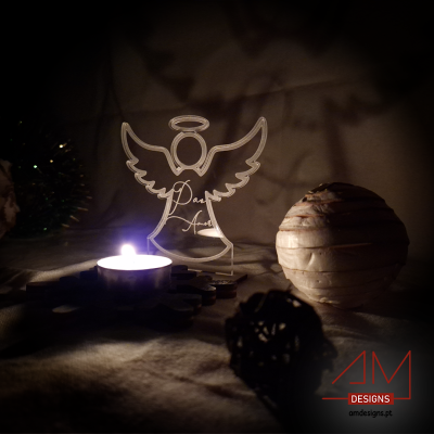 Porta-vela Anjinho em Acrílico