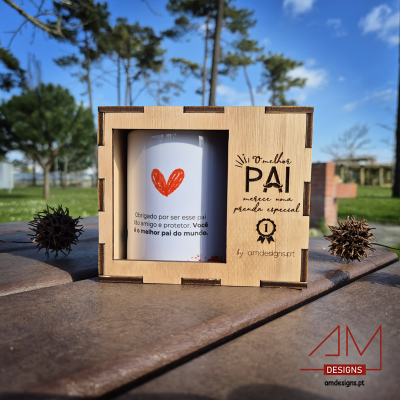 Caneca de Cerâmica - Com Caixa de Madeira - Especial Dia do Pai