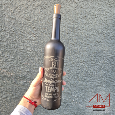 Garrafa de Vidro Preta Gravada a Laser – Especial Dia do Pai