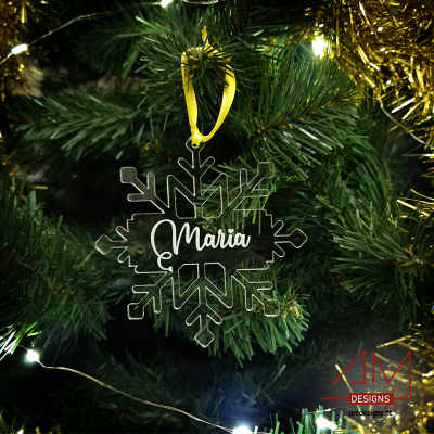 Bola de Natal em Formato de Floco de Neve Personalizada