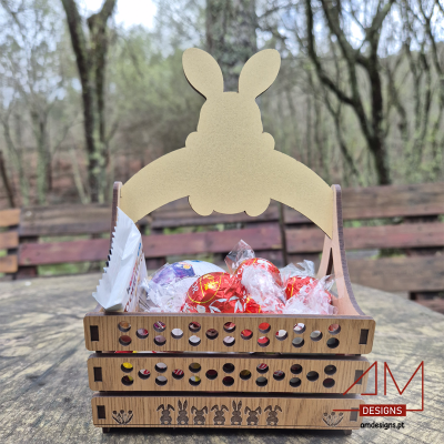Cestinho de Madeira Personalizado –  Afilhados - Edição Páscoa