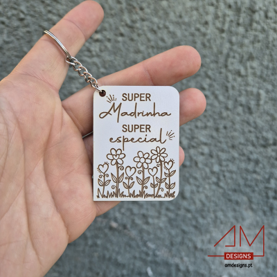 Porta-Chaves em Madeira Personalizado – Para a Melhor Madrinha - Edição Páscoa