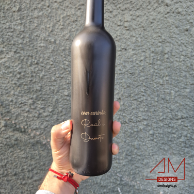Garrafa de Vidro Preta Gravada a Laser – Especial Dia do Pai