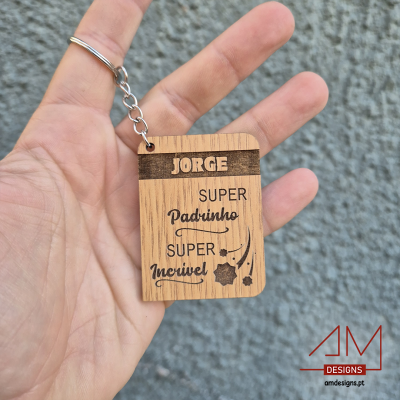 Porta-Chaves em Madeira Personalizado – Para o Melhor Padrinho - Edição Páscoa