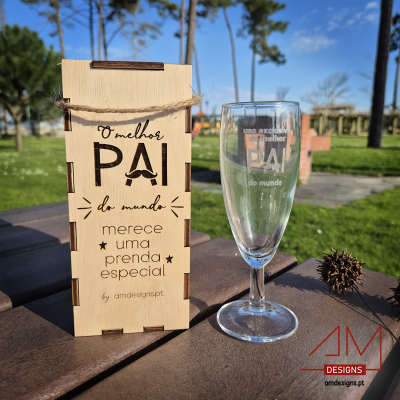 Copo de Champanhe - "Melhor Pai do Mundo" - Especial Dia do Pai