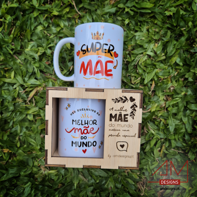 Caneca Personalizada com Caixa em Madeira 