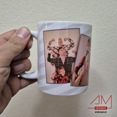 Caneca de Cerâmica "Um Grande Pai e um Super Avô" – Personalizável com Fotos - Especial Dia do Pai