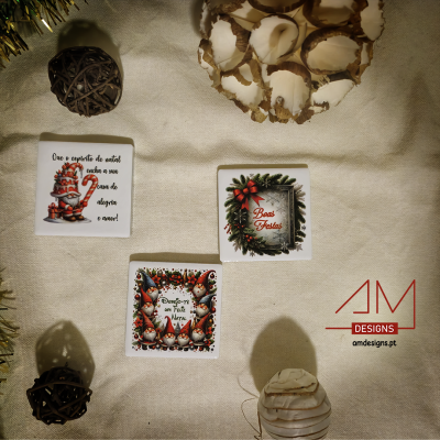 Ímans em Azulejo com Mensagens de Natal