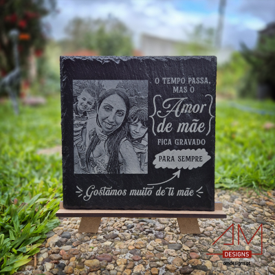 Pedra de Ardósia Gravada a Laser com Fotografia – Especial Dia da Mãe