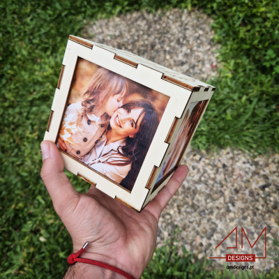 Cubo de Fotografias em Madeira – Especial Dia da Mãe