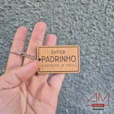 Porta-Chaves em Madeira Personalizado – Para o Melhor Padrinho - Edição Páscoa