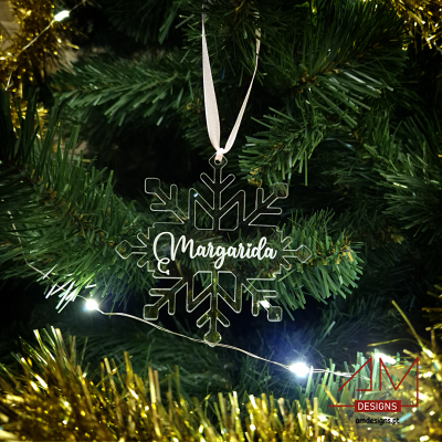 Bola de Natal em Formato de Floco de Neve Personalizada