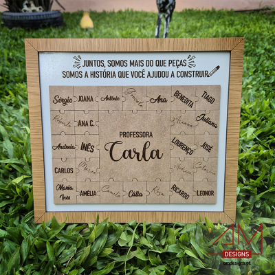 Quadro de Assinaturas em Formato de Puzzle – Lembrança Escolar para Professores
