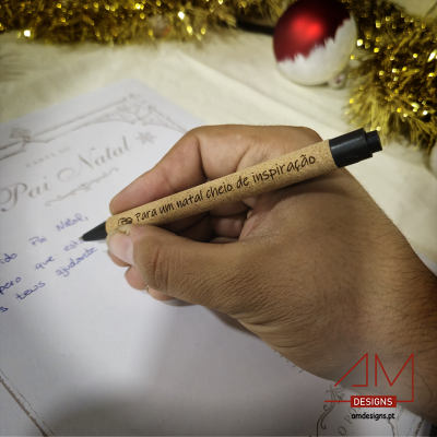 Caneta em Cortiça Personalizada – Mensagem de Natal