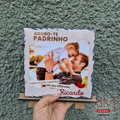 Pedra de Ardósia a Cores Personalizada – Adoro-te Padrinho/Madrinha