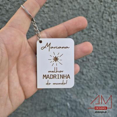 Porta-Chaves em Madeira Personalizado – Para a Melhor Madrinha - Edição Páscoa