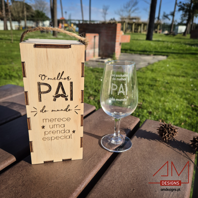 Copo de Vinho do Porto "O Melhor Pai do Mundo" - Especial Dia do Pai