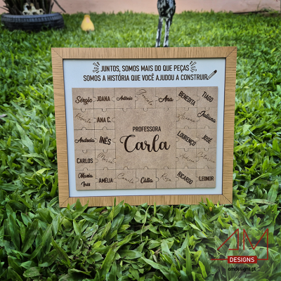 Quadro de Assinaturas em Formato de Puzzle – Lembrança Escolar para Professores