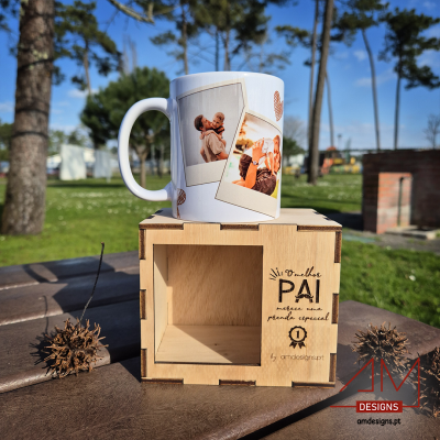 Caneca de Cerâmica "Pai, Eu Amo-te" – Personalizável com Fotos - Especial Dia do Pai