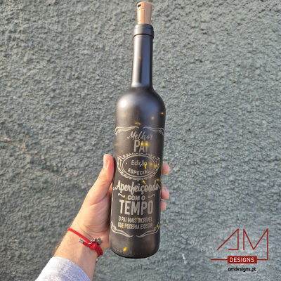 Garrafa de Vidro Preta Gravada a Laser – Especial Dia do Pai