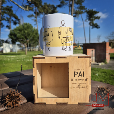 Caneca de Cerâmica - Com Caixa de Madeira - Especial Dia do Pai