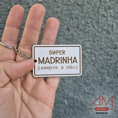 Porta-Chaves em Madeira Personalizado – Para a Melhor Madrinha - Edição Páscoa