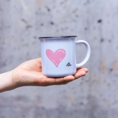 Caneca coração rosa