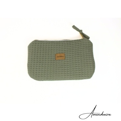 Liam waffle verde seco- bolsa nécessaire