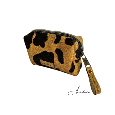 Bolsa Atenas em pele- porta moedas e cartões - Cowi camel