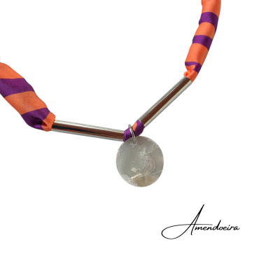 Colar Bella - Purple in orange com madrepérola natural