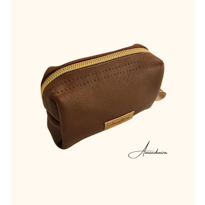 Bolsa Atenas em pele- porta moedas e cartões - Brown