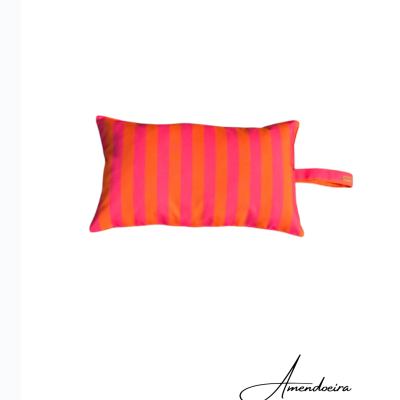 Almofada de praia/piscina- Riscas rosa e laranja