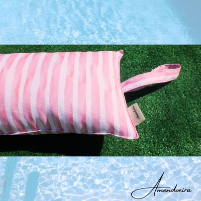 Almofada de praia/piscina riscas rosa