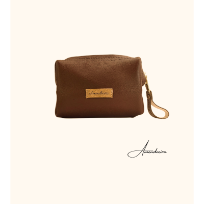 Bolsa Atenas em pele- porta moedas e cartões - Brown