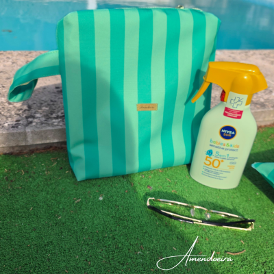 Bolsa Malibu praia/piscina- Riscas turquesa e verde