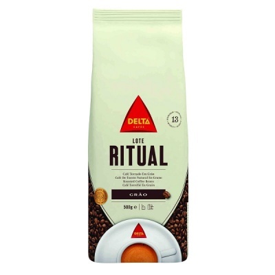 Embalagem de café Delta Cafés Lote Ritual 500g com logótipo e imagem de chávena