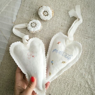 Coração de alfazema Padrinhos - personalizado