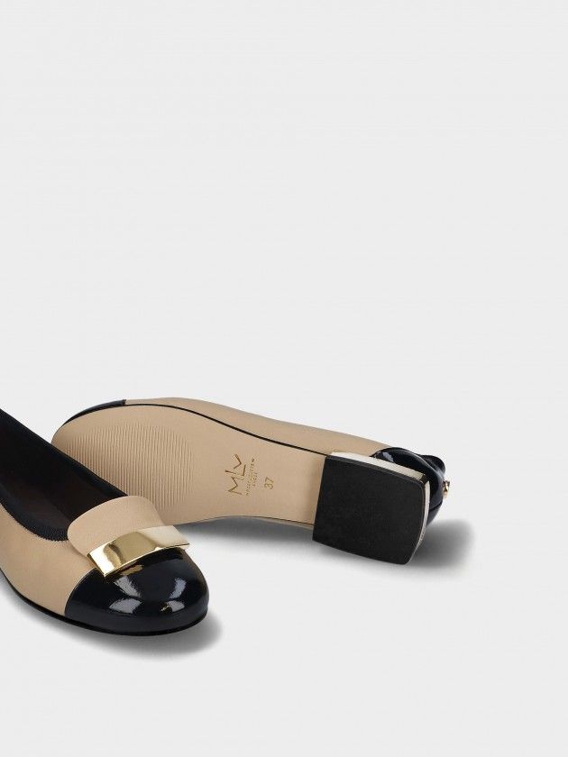 Sabrina MLV RUTE.15 Preto/Bege sapatos bailarina bege e preto com pormenores dourados