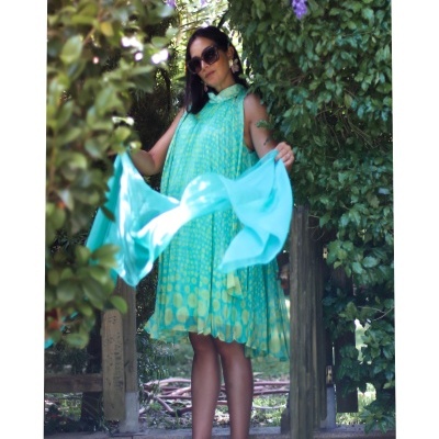 Vestido Polkadots Plissé Green