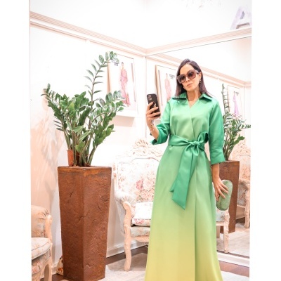 Vestido Mikado Degradé Green