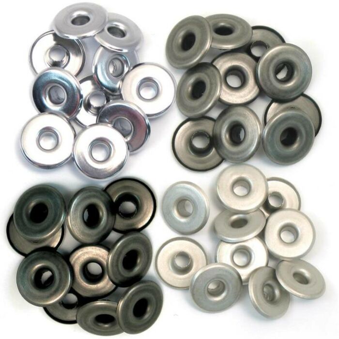 Pack eyelets / ilhoses 40 unidades cinza com brilho