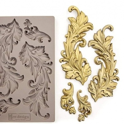 Re-design mould / molde Baroque Swirls 5*8