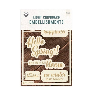 Light Chipboard p13 - Hello Spring frases 7 peças