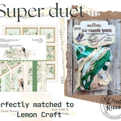 Old Fashion Ribbons Satin-set of 5 pcs - lemon craft (LEM5-04) Greenery